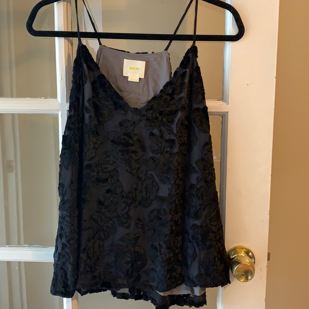Black velvet detailed tank. Size 12